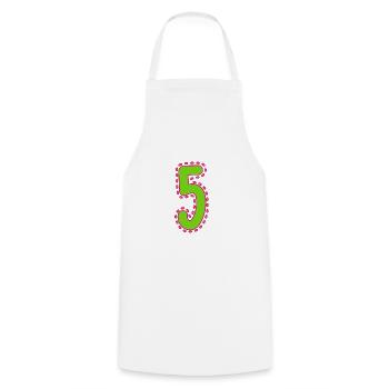 5. 5 YEARS. 5th ANNIVERSARY. 5 YEAR ANNIVERSARY - Cooking Apron - white - Front - AI Model Male 185 dark (185cm)