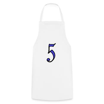 5. 5 YEARS. 5th ANNIVERSARY. 5 YEAR ANNIVERSARY - Cooking Apron - white - Front - AI Model Male 185 dark (185cm)