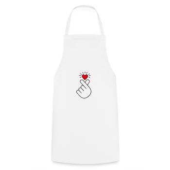 K-Pop Coeur, Corée, Coeur De Doigt, K-drama, Coréen - Tablier de cuisine - blanc - Devant - AI Model Male 185 dark (185cm)