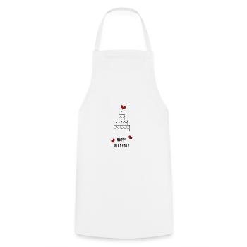 Birthday. HAPPY BIRTHDAY. Happy birthday. - Cooking Apron - white - Front - AI Model Male 185 dark (185cm)