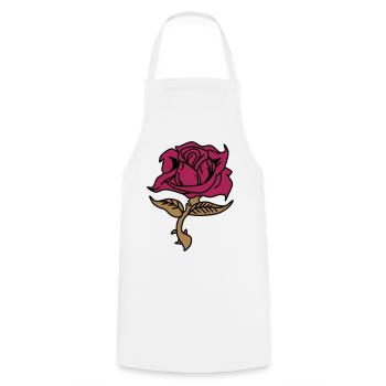 Rose (flower) - Cooking Apron - white - Front - AI Model Male 185 dark (185cm)