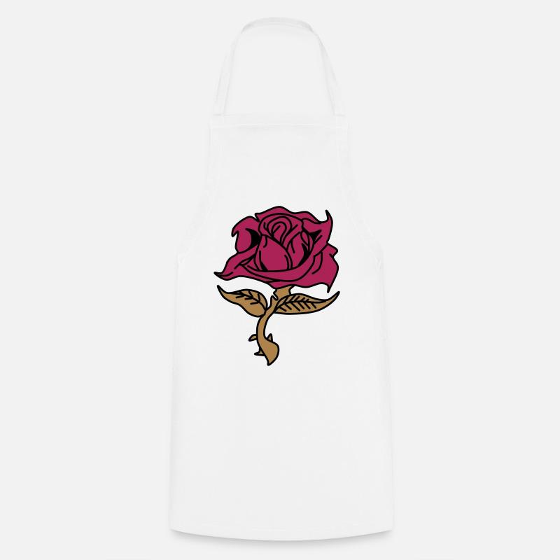 Rose (Blume) - Kochschürze - Weiß