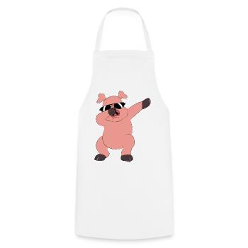 Tanzendes Dabbing Schwein - Kochschürze - Weiß - Vorne - AI Model Male 185 dark (185cm)