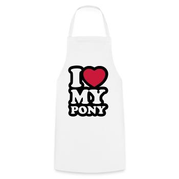 I love my pony - J'aime mon poney - Tablier de cuisine - blanc - Devant - AI Model Male 185 dark (185cm)