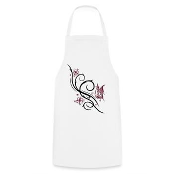 Cherry blossoms with butterfly - Cooking Apron - white - Front - AI Model Male 185 dark (185cm)