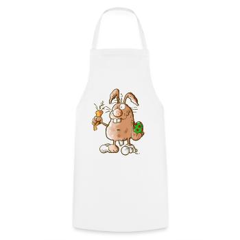 Flotter Osterhase - Kochschürze - Weiß - Vorne - AI Model Male 185 dark (185cm)