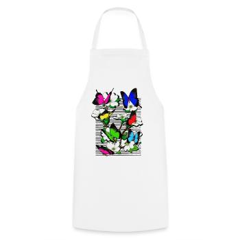Papillon Butterfly - butterfly - bouquet of flowers - Cooking Apron - white - Front - AI Model Male 185 dark (185cm)