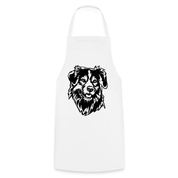 Tête de Shepherd australien - Tablier de cuisine - blanc - Devant - AI Model Male 185 dark (185cm)