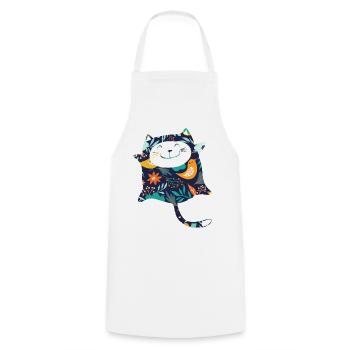 Cat Flowers Cute Cat Flowers Design - Cooking Apron - white - Front - AI Model Male 185 dark (185cm)