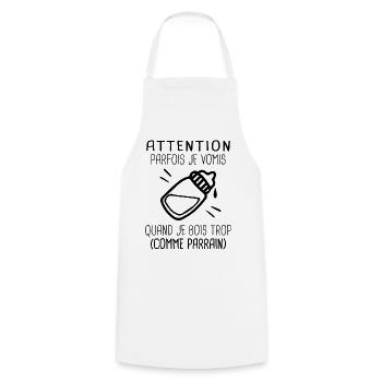 je vomis quand je bois trop comme Parrain Humour - Tablier de cuisine - blanc - Devant - AI Model Male 185 dark (185cm)