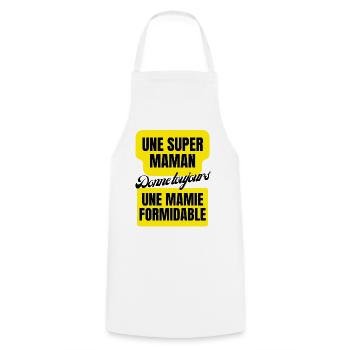 super maman, mamie formidable - Tablier de cuisine - blanc - Devant - AI Model Male 185 dark (185cm)