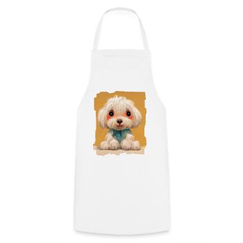 Baby Bichon Dog Cute - Cooking Apron - white - Front - AI Model Male 185 dark (185cm)