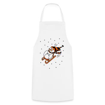 Sleigh Riding Snowman - Cooking Apron - white - Front - AI Model Male 185 dark (185cm)