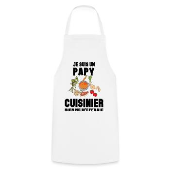 Cuisinier papy cuisinier Cadeau Homme - Tablier de cuisine - blanc - Devant - AI Model Male 185 dark (185cm)