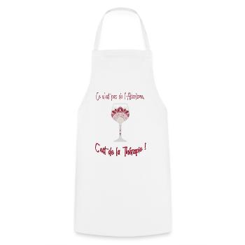Verre therapie - Tablier de cuisine - blanc - Devant - AI Model Male 185 dark (185cm)