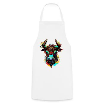Mechanical Creative Colorful Bull - Cooking Apron - white - Front - AI Model Male 185 dark (185cm)