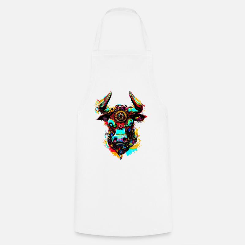 Taureau coloré créatif mécanique - Tablier de cuisine - blanc