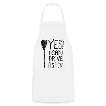 Oui, je peux conduire un bâton Sorcière Drôle de dicton - Tablier de cuisine - blanc - Devant - AI Model Male 185 dark (185cm)