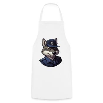 Policier des loups - Tablier de cuisine - blanc - Devant - AI Model Male 185 dark (185cm)