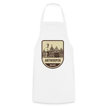 Panneau du paysage urbain d’Anvers - Tablier de cuisine - blanc - Devant - AI Model Male 185 dark (185cm)