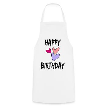 HAPPY BIRTHDAY - Cooking Apron - white - Front - AI Model Male 185 dark (185cm)