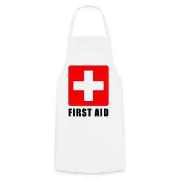 First Aid Medical Cross Sicherheitssymbol Vektor-Symbol - Kochschürze - Weiß - Vorne - AI Model Male 185 dark (185cm)