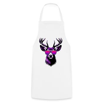 Cerf avec lunettes de soleil - Tablier de cuisine - blanc - Devant - AI Model Male 185 dark (185cm)