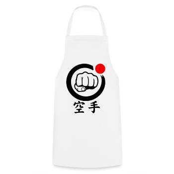 Karate Faust / Fist - Cooking Apron - white - Front - AI Model Male 185 dark (185cm)