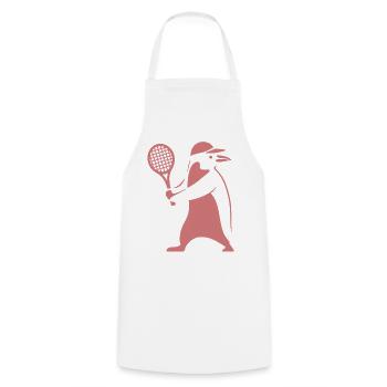 Minimalist Penguin Tennis Backhand Player - Cooking Apron - white - Front - AI Model Male 185 dark (185cm)