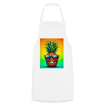 Ananas - Kochschürze - Weiß - Vorne - AI Model Male 185 dark (185cm)