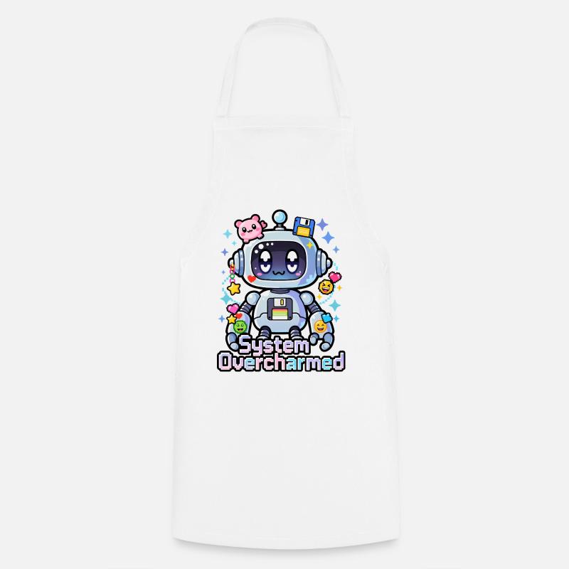 🤖 - System Overcharmed – Roboter mit digitalen Charms - Kochschürze - Weiß