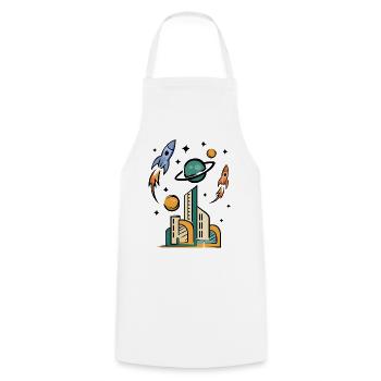 Ville futuriste avec des fusées - Tablier de cuisine - blanc - Devant - AI Model Male 185 dark (185cm)