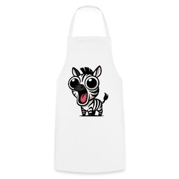 Cute zebra cartoon with googly eyes joy - Cooking Apron - white - Front - AI Model Male 185 dark (185cm)