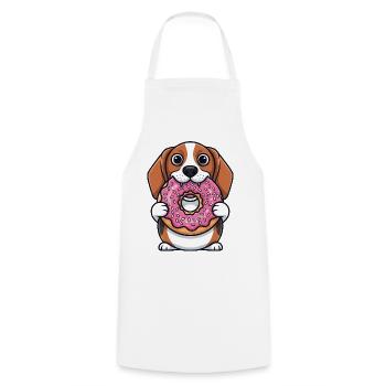 Süßer Beagle Hund mit Donut Cartoon Nachtisch - Kochschürze - Weiß - Vorne - AI Model Male 185 dark (185cm)