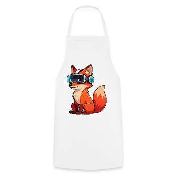 Süßer Fuchs Gamer Cartoon Virtual Reality Zocker - Kochschürze - Weiß - Vorne - AI Model Male 185 dark (185cm)