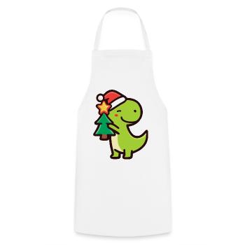 Kawaii Dino T-Rex avec sapin de Noël - Tablier de cuisine - blanc - Devant - AI Model Male 185 dark (185cm)
