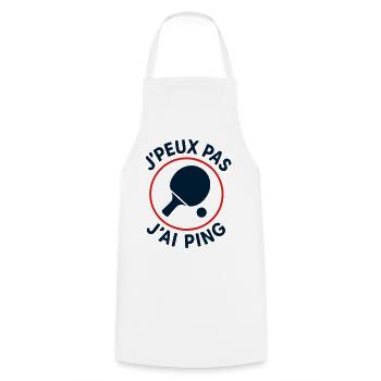 J'peux pas J'ai Ping - Tablier de cuisine - blanc - Devant - AI Model Male 185 dark (185cm)