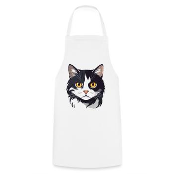 schwarz weiß Katzenkopf Grafik süß Katze Goldaugen - Kochschürze - Weiß - Vorne - AI Model Male 185 dark (185cm)