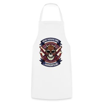 My Therapy: Horror Movies - Cooking Apron - white - Front - AI Model Male 185 dark (185cm)
