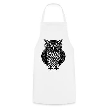 owl - Cooking Apron - white - Front - AI Model Male 185 dark (185cm)