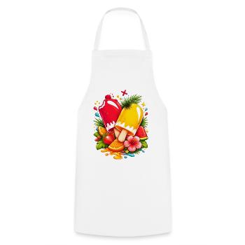Glace tropicale avec illustration de fruits - Tablier de cuisine - blanc - Devant - AI Model Male 185 dark (185cm)