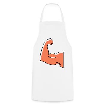 Muscle dumbbell icon - Cooking Apron - white - Front - AI Model Male 185 dark (185cm)
