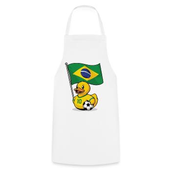 Le fan de football brésilien avec un drapeau - Tablier de cuisine - blanc - Devant - AI Model Male 185 dark (185cm)