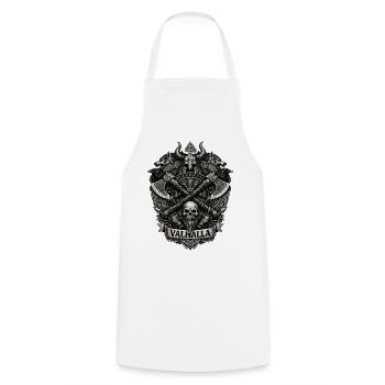 Valhalla Crest: Viking skull & axes - Cooking Apron - white - Front - AI Model Male 185 dark (185cm)
