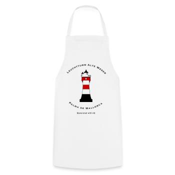 Leuchtturm Roter Sand - Nordsee Ostsee AI KI   - Kochschürze - Weiß - Vorne - AI Model Male 185 dark (185cm)