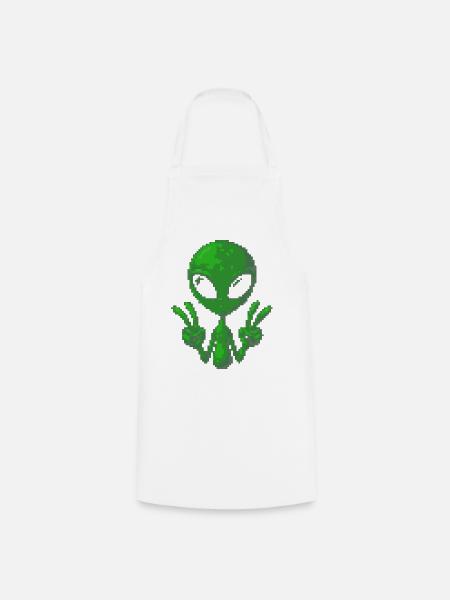 Pixel Alien Friedenszeichen - Kochschürze - Weiß