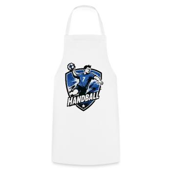 Handball Stürmer Blau Shield - Kochschürze - Weiß - Vorne - AI Model Male 185 dark (185cm)
