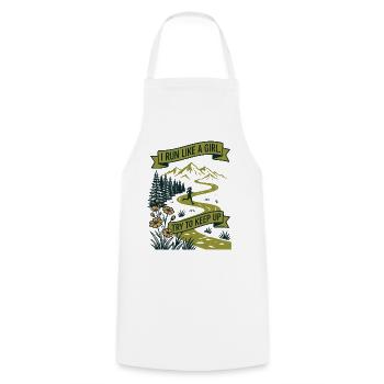 Coureuse - Je cours comme une fille, j’essaie de suivre le rythme - Tablier de cuisine - blanc - Devant - AI Model Male 185 dark (185cm)