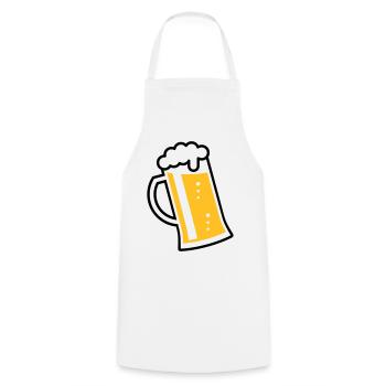 Maßkrug (Bier / Bierseidel / Bierglas / R /\/ 2C)  - Kochschürze - Weiß - Vorne - AI Model Male 185 dark (185cm)