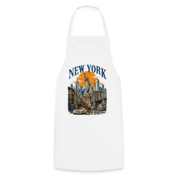 Vintage USA New York City Skyline NEW-YORK - Tablier de cuisine - blanc - Devant - AI Model Male 185 dark (185cm)
